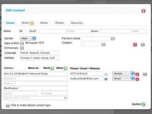 iComplete CRM Edit Contacts