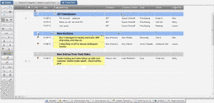 Smartsheet CRM Shows interactions with customers grouped by customer